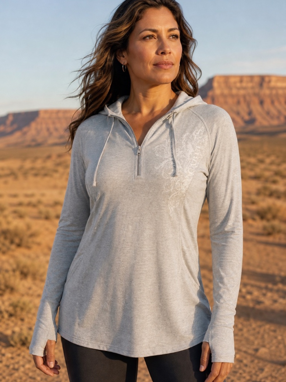 Cabela's Women's Gray Lightweight Hoodie Pullover Logo Sweatshirt